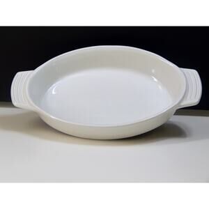 Le Creuset White Stoneware Heritage Oval Gratin Baker Baking Dish 7" x 9"